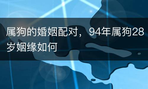 属狗的婚姻配对，94年属狗28岁姻缘如何