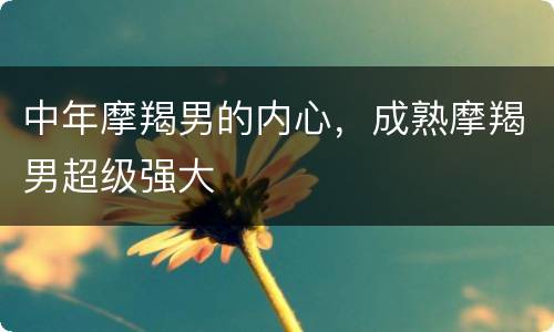 中年摩羯男的内心，成熟摩羯男超级强大