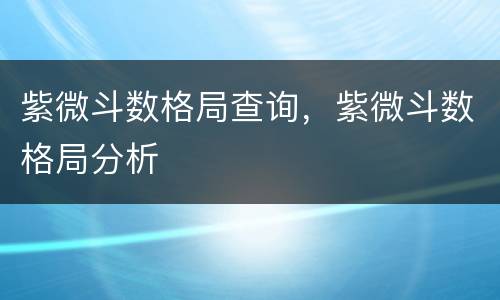 紫微斗数格局查询，紫微斗数格局分析