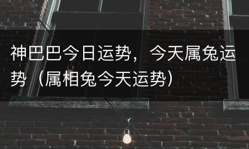神巴巴今日运势，今天属兔运势（属相兔今天运势）