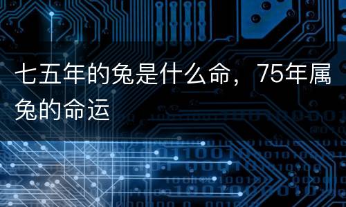 七五年的兔是什么命，75年属兔的命运