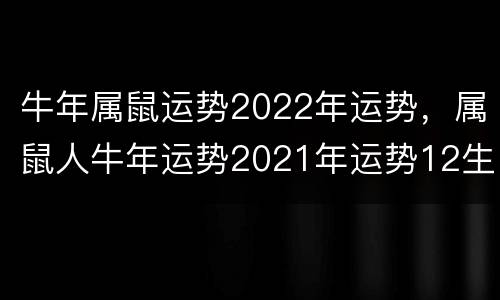 牛年属鼠运势2022年运势，属鼠人牛年运势2021年运势12生肖