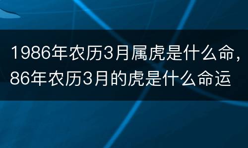 1986年农历3月属虎是什么命，86年农历3月的虎是什么命运
