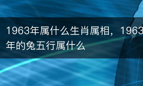 1963年属什么生肖属相，1963年的兔五行属什么