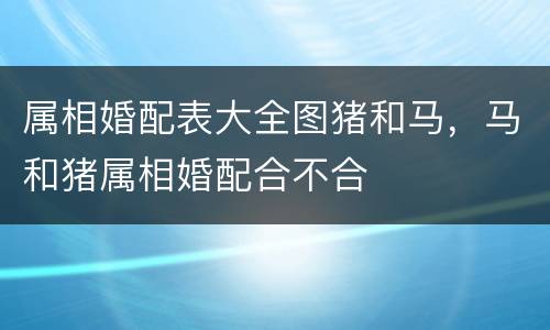 属相婚配表大全图猪和马，马和猪属相婚配合不合