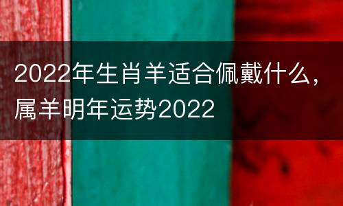 2022年生肖羊适合佩戴什么，属羊明年运势2022