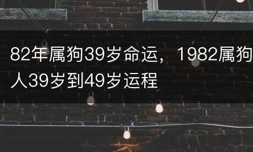 82年属狗39岁命运，1982属狗人39岁到49岁运程