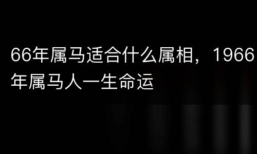 66年属马适合什么属相，1966年属马人一生命运