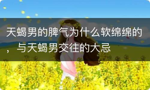 天蝎男的脾气为什么软绵绵的，与天蝎男交往的大忌