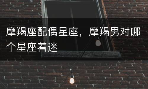 摩羯座配偶星座，摩羯男对哪个星座着迷
