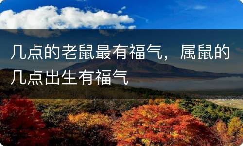 几点的老鼠最有福气，属鼠的几点出生有福气