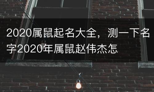 2020属鼠起名大全，测一下名字2020年属鼠赵伟杰怎