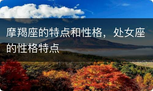 摩羯座的特点和性格，处女座的性格特点