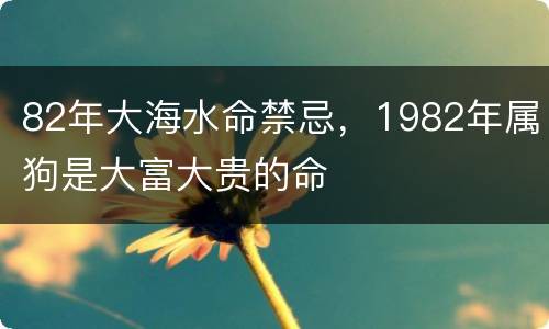 82年大海水命禁忌，1982年属狗是大富大贵的命