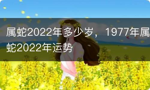 属蛇2022年多少岁，1977年属蛇2022年运势