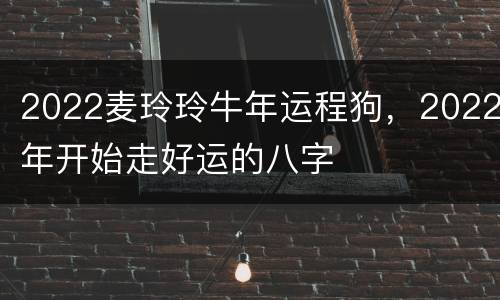 2022麦玲玲牛年运程狗，2022年开始走好运的八字