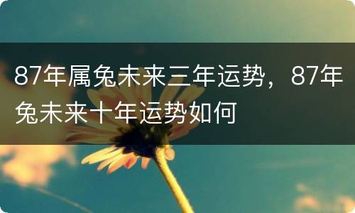 87年属兔未来三年运势，87年兔未来十年运势如何