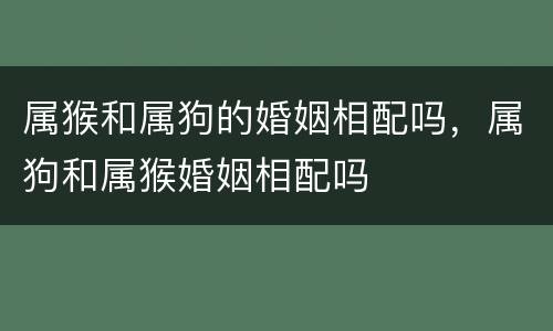 属猴和属狗的婚姻相配吗，属狗和属猴婚姻相配吗
