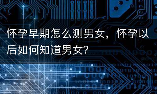怀孕早期怎么测男女，怀孕以后如何知道男女？