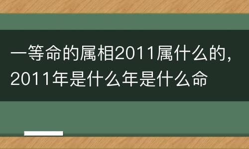 一等命的属相2011属什么的，2011年是什么年是什么命