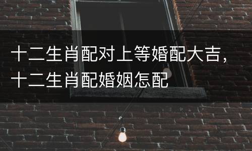十二生肖配对上等婚配大吉，十二生肖配婚姻怎配