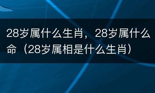 28岁属什么生肖，28岁属什么命（28岁属相是什么生肖）