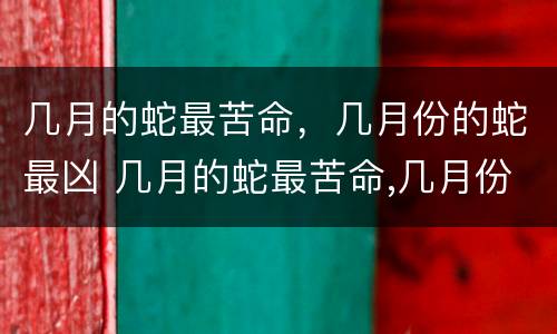 几月的蛇最苦命，几月份的蛇最凶 几月的蛇最苦命,几月份的蛇最凶猛