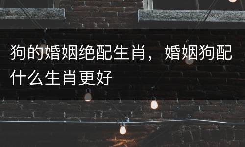 狗的婚姻绝配生肖，婚姻狗配什么生肖更好
