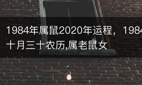 1984年属鼠2020年运程，1984十月三十农历,属老鼠女