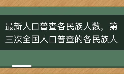 最新人口普查各民族人数，第三次全国人口普查的各民族人口