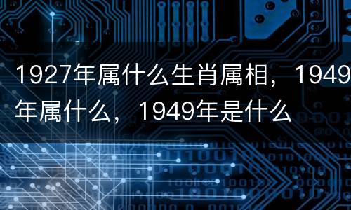 1927年属什么生肖属相，1949年属什么，1949年是什么