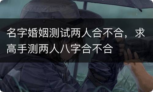 名字婚姻测试两人合不合，求高手测两人八字合不合