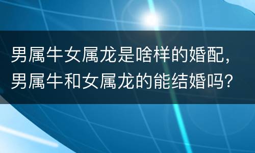 男属牛女属龙是啥样的婚配，男属牛和女属龙的能结婚吗？