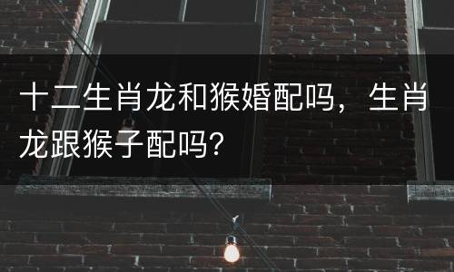 十二生肖龙和猴婚配吗，生肖龙跟猴子配吗？