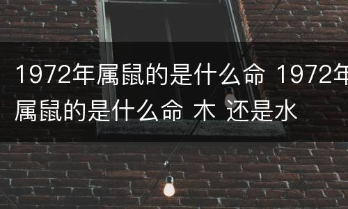 1972年属鼠的是什么命 1972年属鼠的是什么命 木 还是水