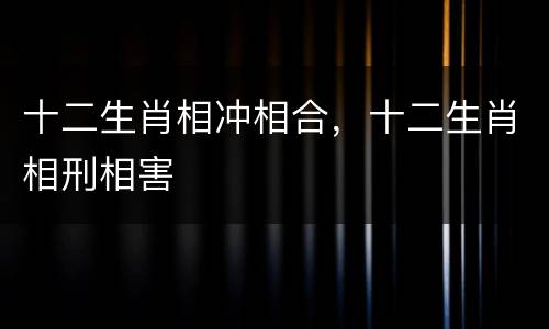 十二生肖相冲相合，十二生肖相刑相害