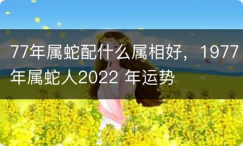 77年属蛇配什么属相好，1977年属蛇人2022 年运势