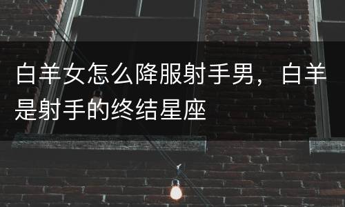 白羊女怎么降服射手男，白羊是射手的终结星座