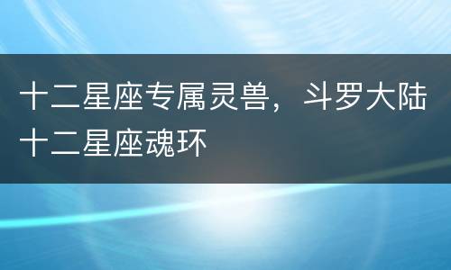 十二星座专属灵兽，斗罗大陆十二星座魂环