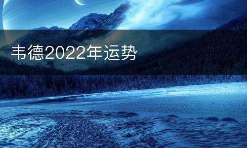 韦德2022年运势