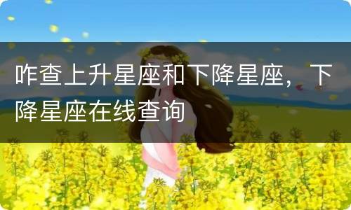 咋查上升星座和下降星座，下降星座在线查询