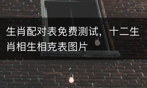 生肖配对表免费测试，十二生肖相生相克表图片