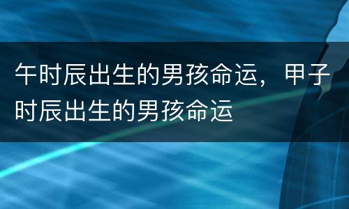 午时辰出生的男孩命运，甲子时辰出生的男孩命运