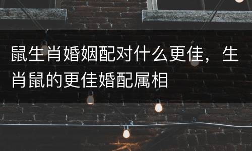 鼠生肖婚姻配对什么更佳，生肖鼠的更佳婚配属相