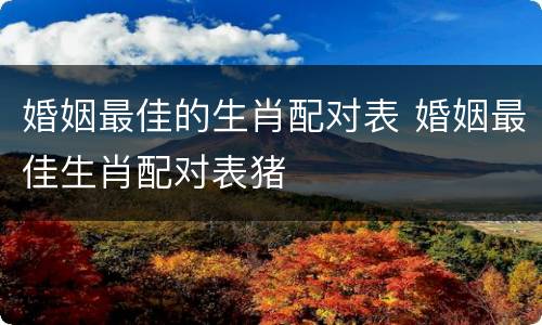 婚姻最佳的生肖配对表 婚姻最佳生肖配对表猪