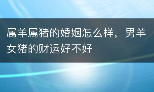属羊属猪的婚姻怎么样，男羊女猪的财运好不好