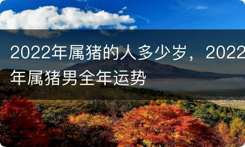 2022年属猪的人多少岁，2022年属猪男全年运势
