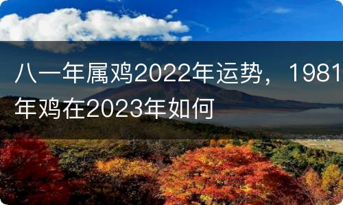 八一年属鸡2022年运势，1981年鸡在2023年如何