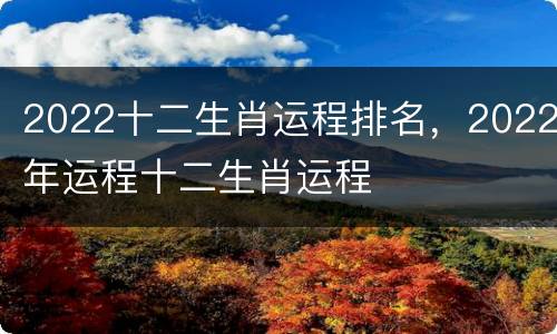 2022十二生肖运程排名，2022年运程十二生肖运程