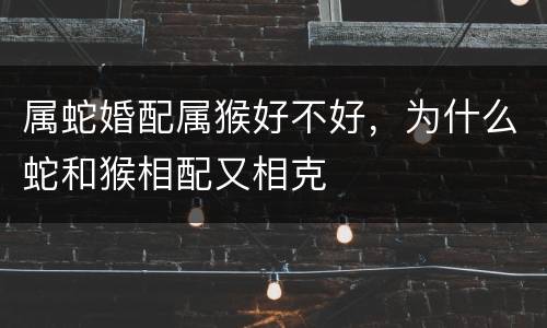 属蛇婚配属猴好不好，为什么蛇和猴相配又相克